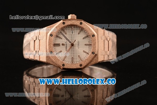 Audemars Piguet Royal Oak Clone Calibre AP 3120 Automatic Full Rose Gold with White Dial and Stick Markers (EF) - Click Image to Close